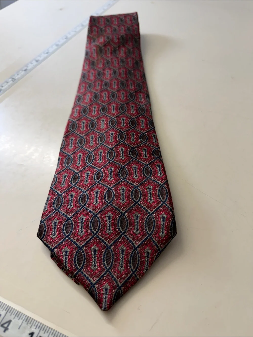 Classic Red Geometric Men's Tie